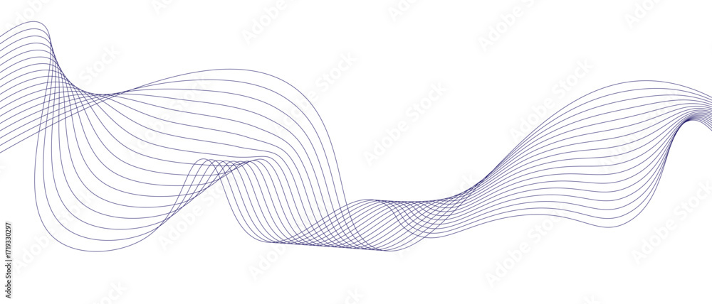 Poster blue abstract wave line art soft and continuous flow across a white background simple minimalist vec