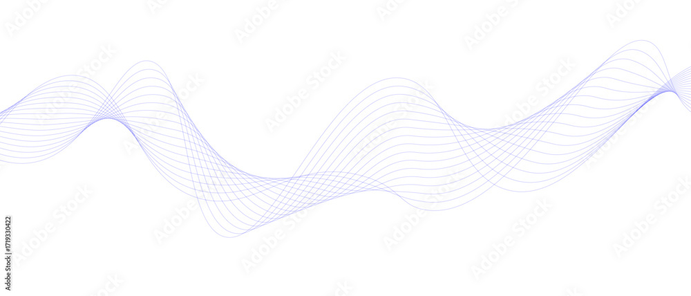 Poster blue abstract wave line art soft and continuous flow across a white background simple minimalist vec