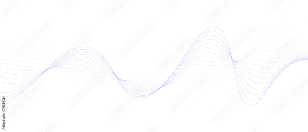 Poster blue abstract wave line art soft and continuous flow across a white background simple minimalist vec