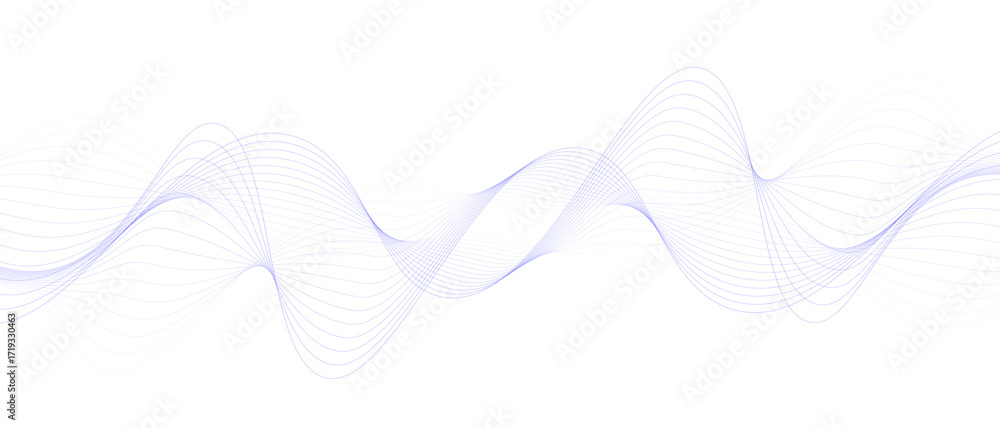 Poster blue abstract wave line art soft and continuous flow across a white background simple minimalist vec