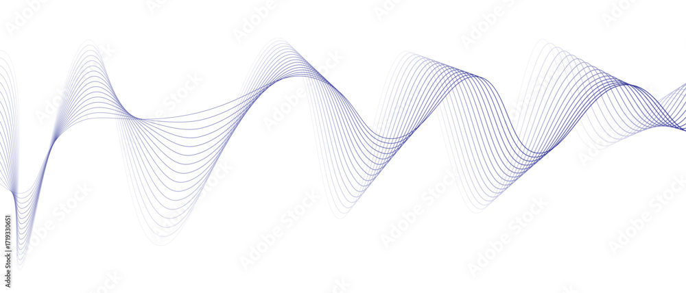 Poster blue abstract wave line art soft and continuous flow across a white background simple minimalist vec