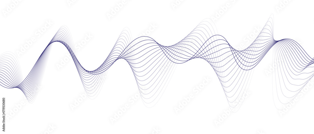 Poster blue abstract wave line art soft and continuous flow across a white background simple minimalist vec