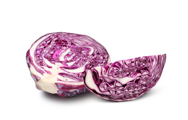 Fototapeta premium Fresh ripe red cabbage isolated on white