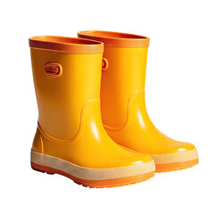 Bright yellow children's rain boots, side view