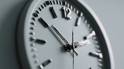 A clock nearing its deadline, with the ticking hands symbolizing the urgency of time running out, captured with a sharp focus on the clock face against a minimalist background.