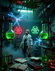 Spooky Haunted Science Lab Halloween Background