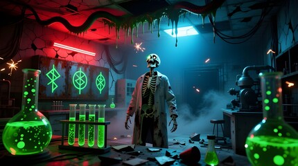 Spooky Haunted Science Lab Halloween Background