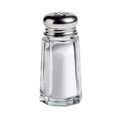 Clear glass octagonal salt shaker with metal lid