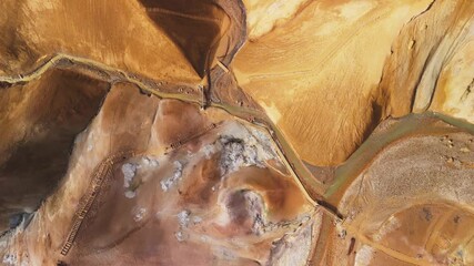 Aerial view of the ochre mountains and winding streams creating a tapestry of textures and tones in the highlands, Kerlingarfjöll, Hrunamannahreppur, Iceland. - Powered by Adobe