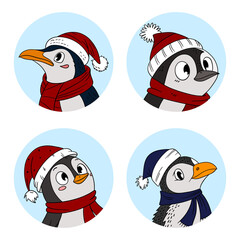 Cute Christmas stickers set with festive characters and animals. Fun and adorable design for winter 