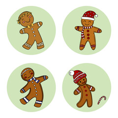 Cute Christmas stickers set with festive characters and animals. Fun and adorable design for winter 