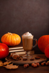 Cozy Autumn Scene with Spiced Latte