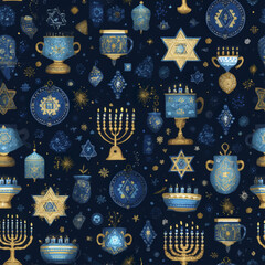 Holiday Seamless Hanukkah Menorah Illustration