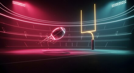 Football Flying Over Goal Post in Stadium
