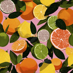 Orange and Lemon Fruit Pattern Design