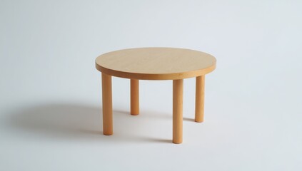 Simple round light beige wooden table