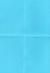 Blue folded paper texture with crease stripes, wrinkled abstract background, isolated template surface for grunge style and collage design.