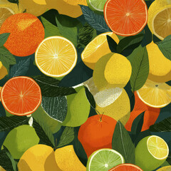 Bright Lemon and Orange Fruit Background