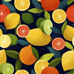 Lemon and Lime Seamless Summer Print Pattern