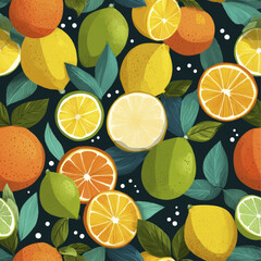 Tropical Fruit Citrus Seamless Print Design