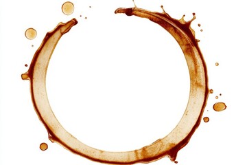 Obraz premium Abstract Brown Circle Stain Ring Texture from Coffee or Tea Cup Mark on a White Background Surface