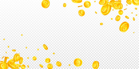 European Union Euro coins falling. Scattered gold