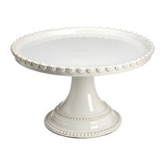Elegant white ceramic cake stand, perfect for desserts and parties.