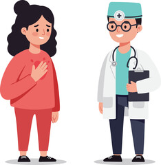 Flat Illustration of Medical Consultation with Doctor and Female Patient