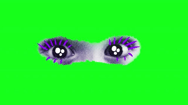 Collage eyes sticker on a transparent alpha channel