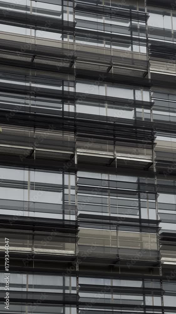 Poster modern architectural facade: an abstract architectural photograph showcasing a modern facade, with r