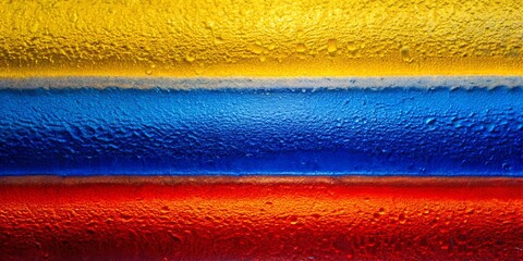 Abstract textured background with horizontal stripes of yellow blue and red