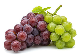 Fototapeta premium Fresh bunch of red and green grapes isolated on white background