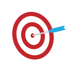 goal icon. management. target with an arrow pointing in the middle. manager, success. flat design style