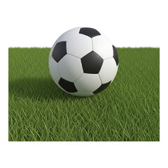 Obraz premium A classic black and white soccer ball rests on a vibrant green grass field with a transparent background