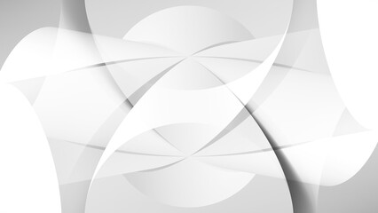 A sleek abstract composition of overlapping curves, circles and arcs, 3d render