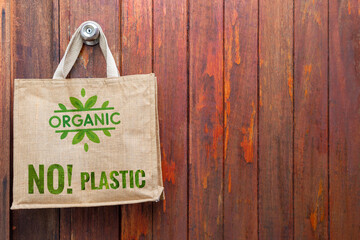 Nature eco-friendly grocery shopping bag with organic and no plastic logo, Jute bag with self...