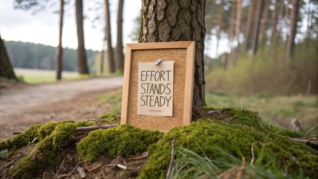 Inspirational Quote on Corkboard Against Nature Background