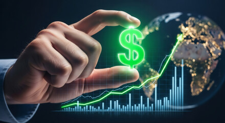 Fototapeta premium Man riding motorcycle on a highway at sunset. Open road adventure and freedom. Travel and journey concept for summer vacation.