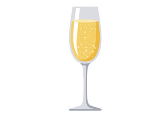A champagne flute filled with bubbly yellow liquid