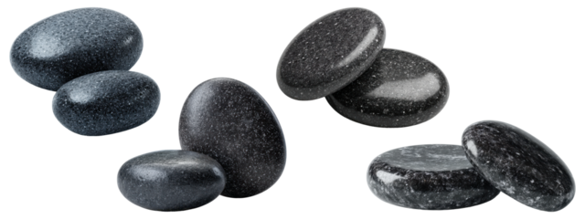 A set of smooth black spa stones for hot stone massage therapy