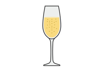 A champagne flute filled with bubbly golden liquid