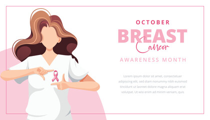 WebBreast cancer awareness month social media post template, vector illustration