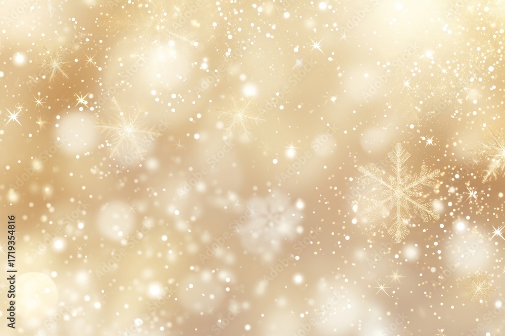 Wall mural circle bokeh with snowflake backgrounds gold illuminated.
