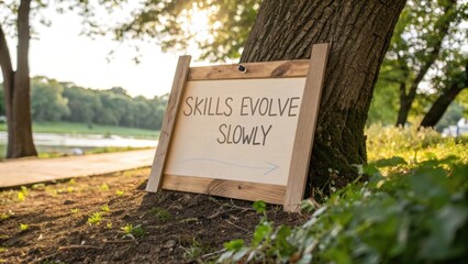 Inspirational Sign on a Tree Symbolizing Personal Growth Journey
