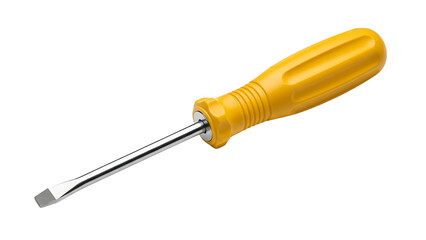 Fototapeta premium Yellow flathead screwdriver tool for repair and construction projects diy hand tool maintenance and fix on transparent background