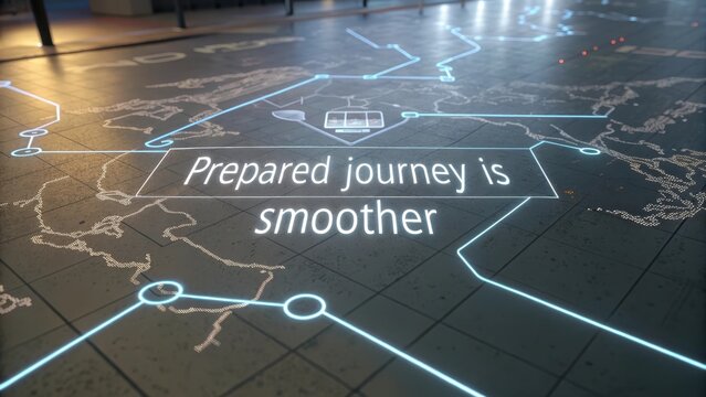 Modern digital floor design with quote about journey preparation