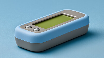 Digital handheld device with green LCD display and control buttons for scientific measurement and testing equipment