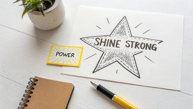 Inspirational Star Drawing with Messages of Strength and Power