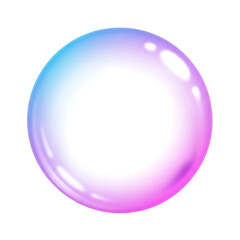 Shiny iridescent bubble sphere with gradient colors on a black background
