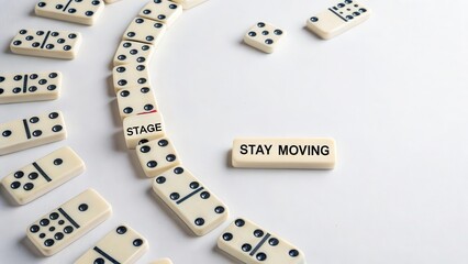 Motivational Message with Dominoes on White Background for Success